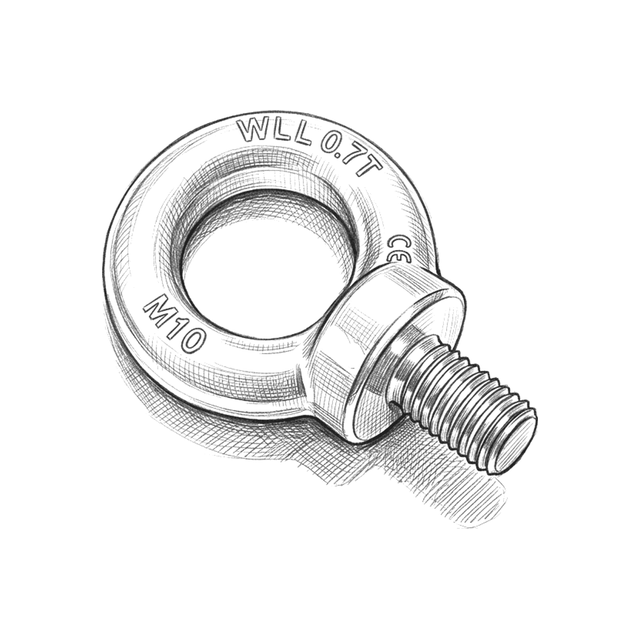 Eye Bolts & Eye Nuts — Technical line drawing.