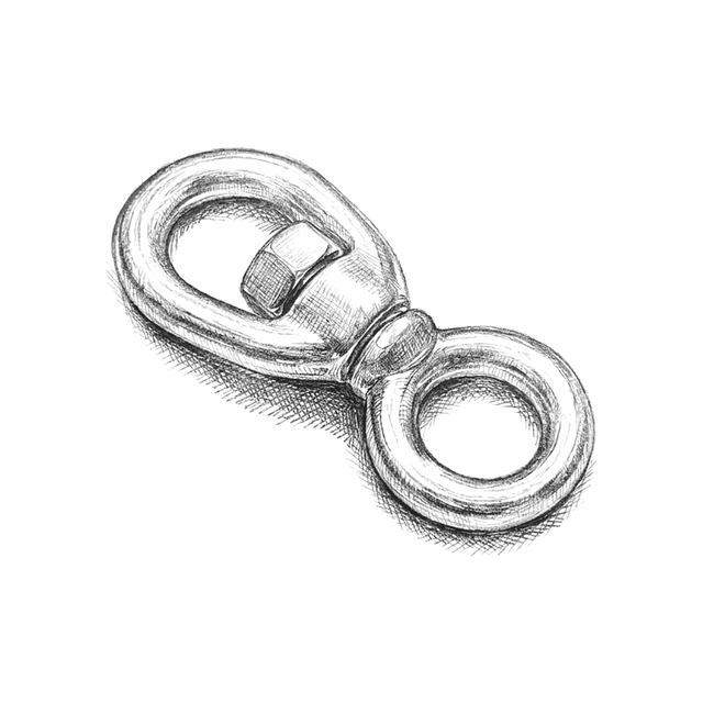 Swivels — Technical line drawing.