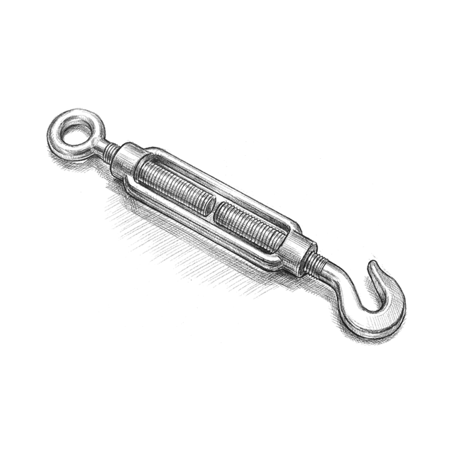 Turnbuckles — Technical line drawing.