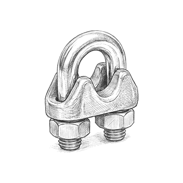 Wire Rope Clips — Technical line drawing.